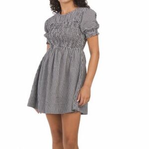 Chic Black and White Gingham Mini Dress